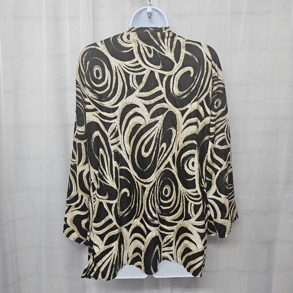Vintage Chico's Black Tan Kimono Jacket Open Retro Abstract Office Evening 3 (L) - Picture 6 of 10